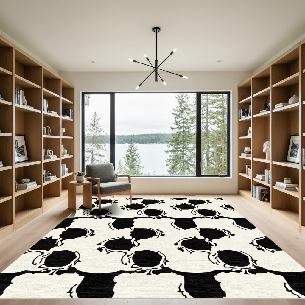 Black White Organic Flow Rug