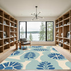 Blue Botanical Organic Abstract Rug