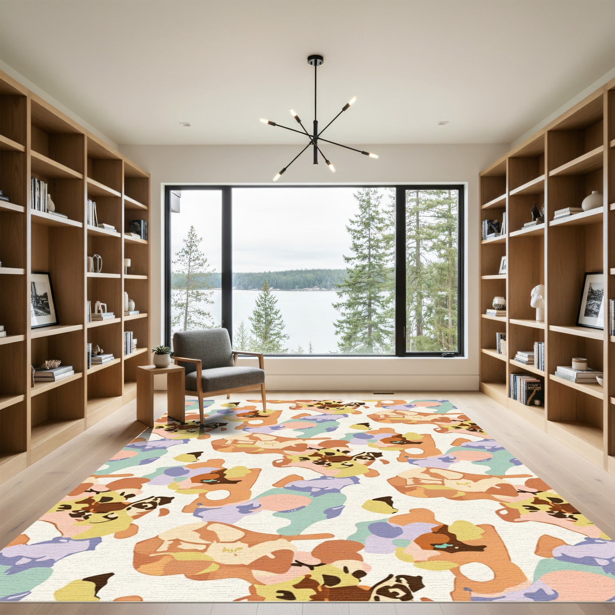 Earthy Boho Abstract Blob Rug