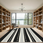 Black White Gray Striped Triangle Rug