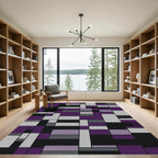 Modern Abstract Rectangular Geometric Layout Rug