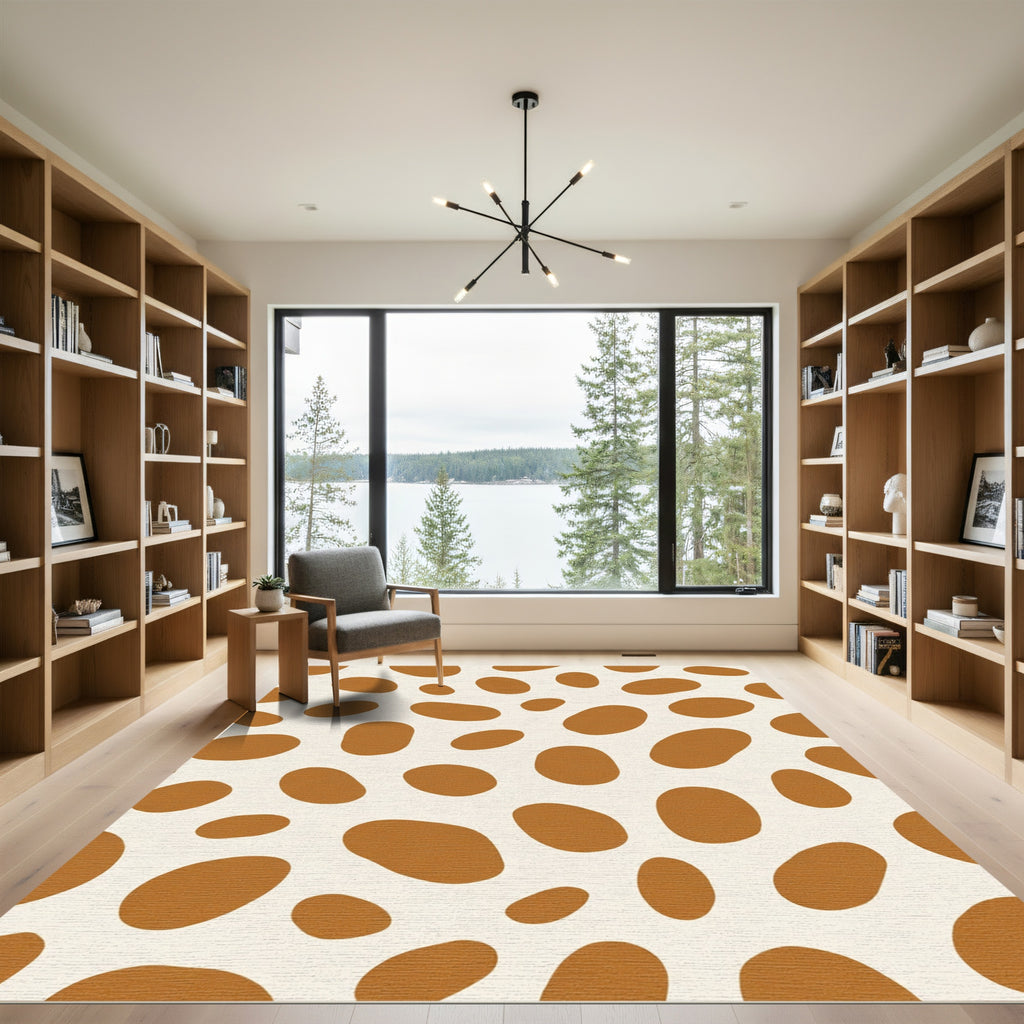 Rich Ochre Abstract Blob Composition Rug