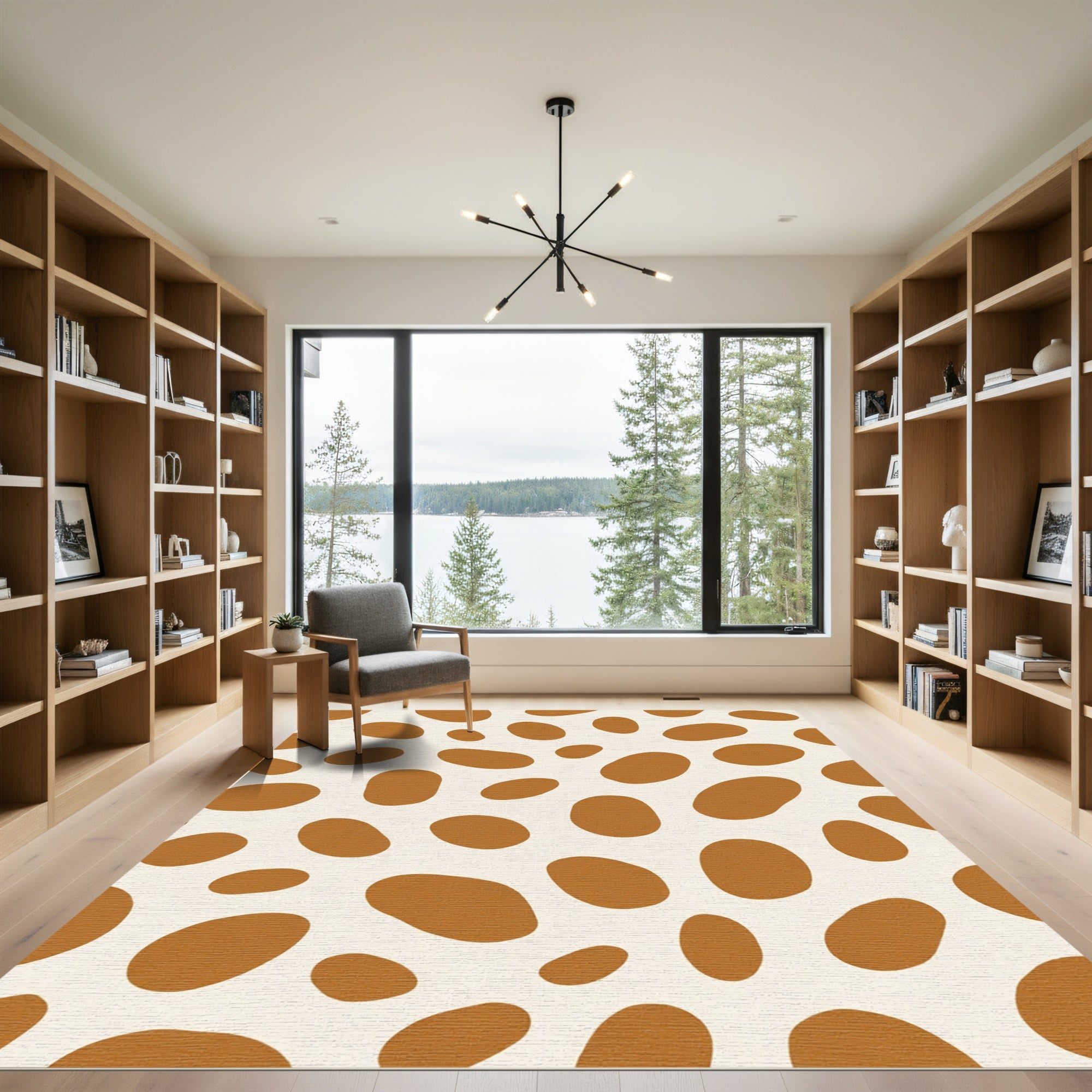 Rich Ochre Abstract Blob Composition Rug