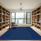 Deep Blue Camo Border Rug