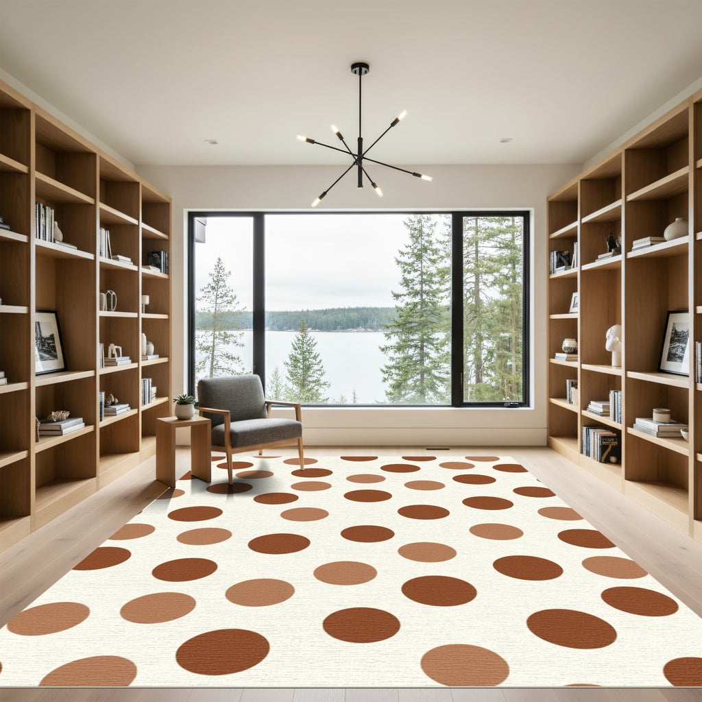 Earthy Brown Polka Dot Circles Rug