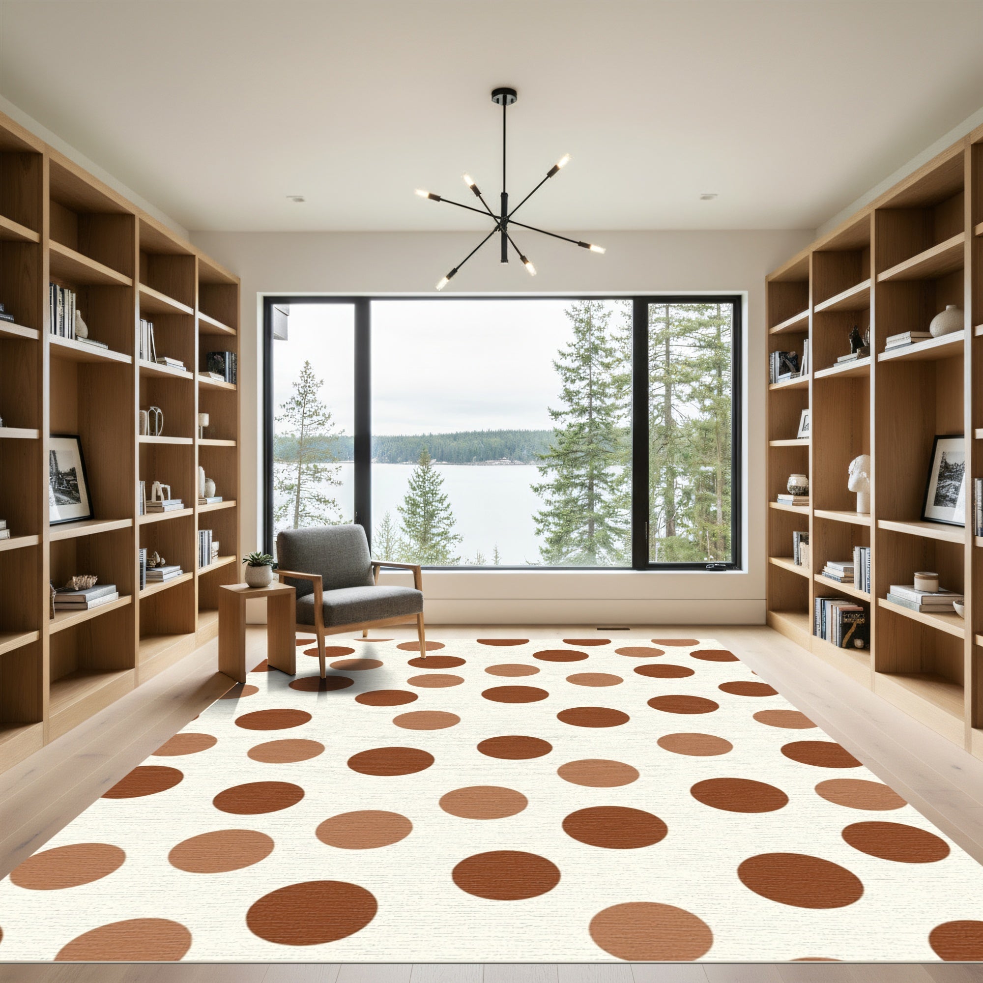 Earthy Brown Polka Dot Circles Rug