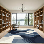Deep Blue Abstract Flowing Waves Rug