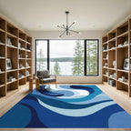 Abstract Blue Wave Flow Rug