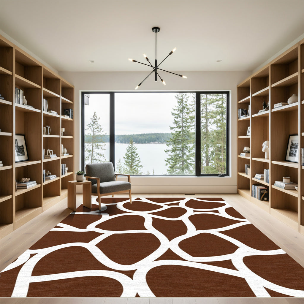 Brown White Giraffe Spots Rug
