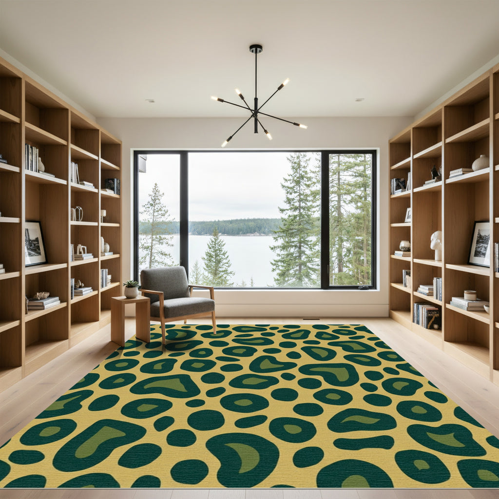 Golden Bronze Leopard Spots Rug