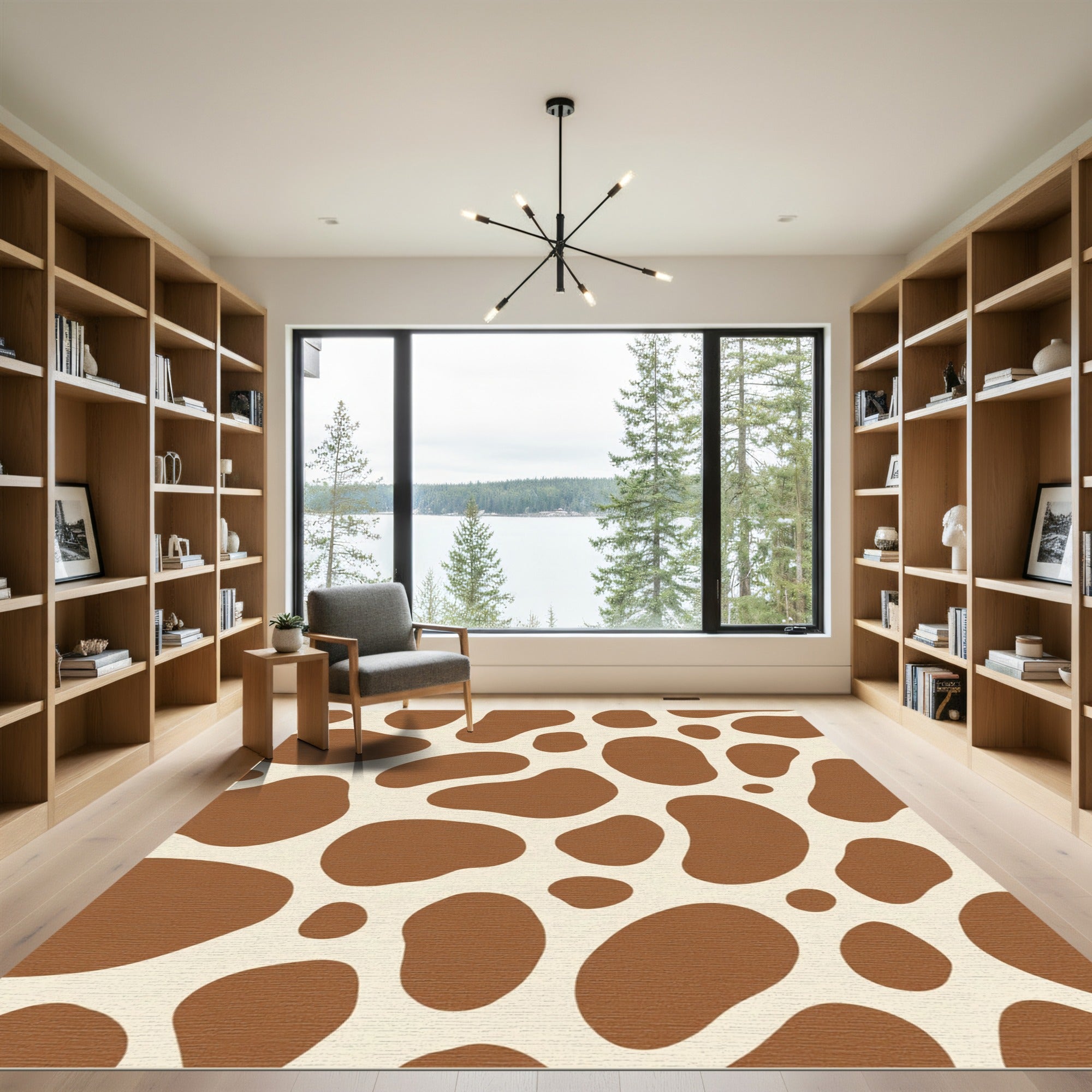 Brown Cream Animal Spots Rug