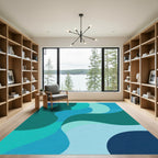 Aqua Teal Wave Abstract Rug