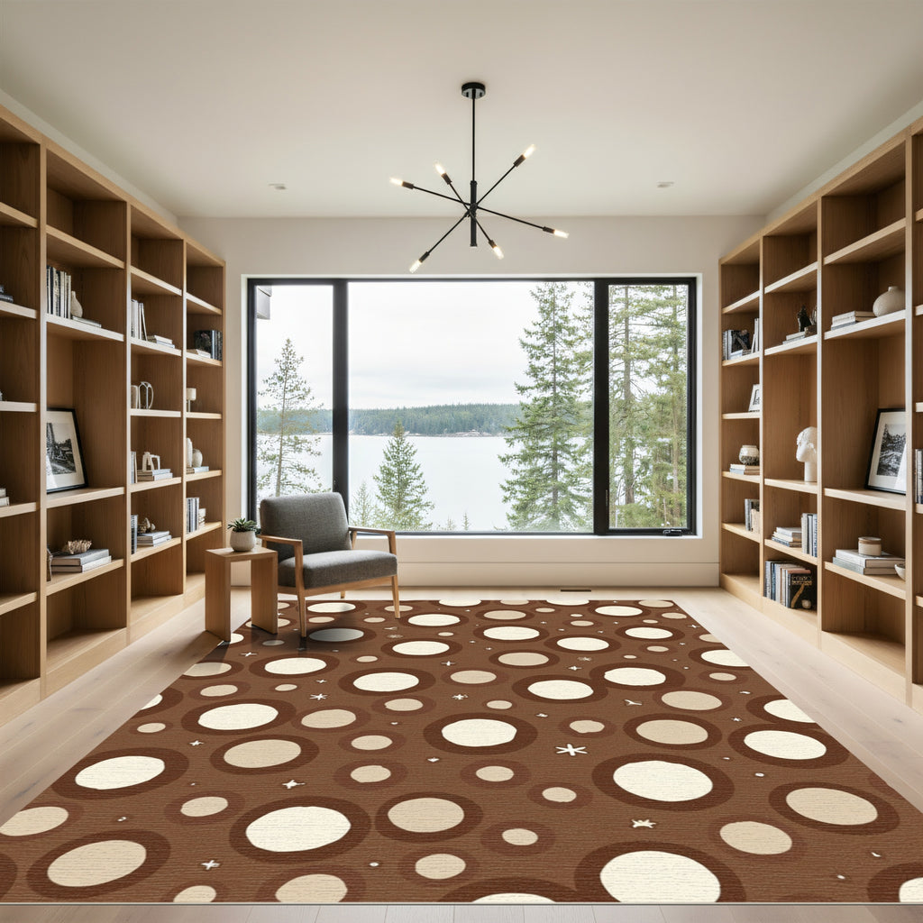 Brown Cream Nested Circles Compositions Rug