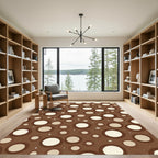 Brown Cream Nested Circles Compositions Rug