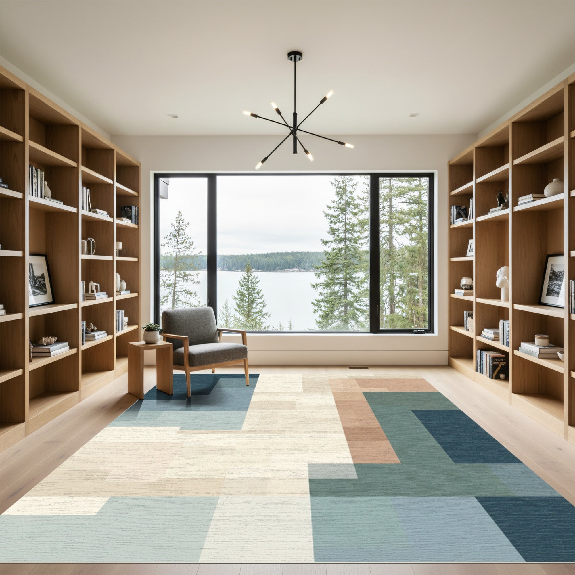 Abstract Geometric Pastel Color Block Rug