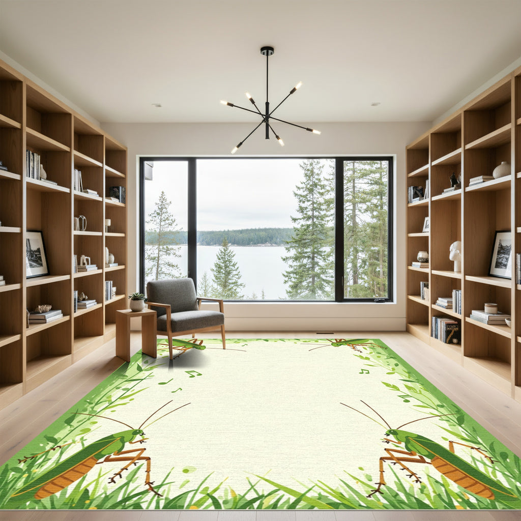 Green Grasshopper Melody Garden Border Rug