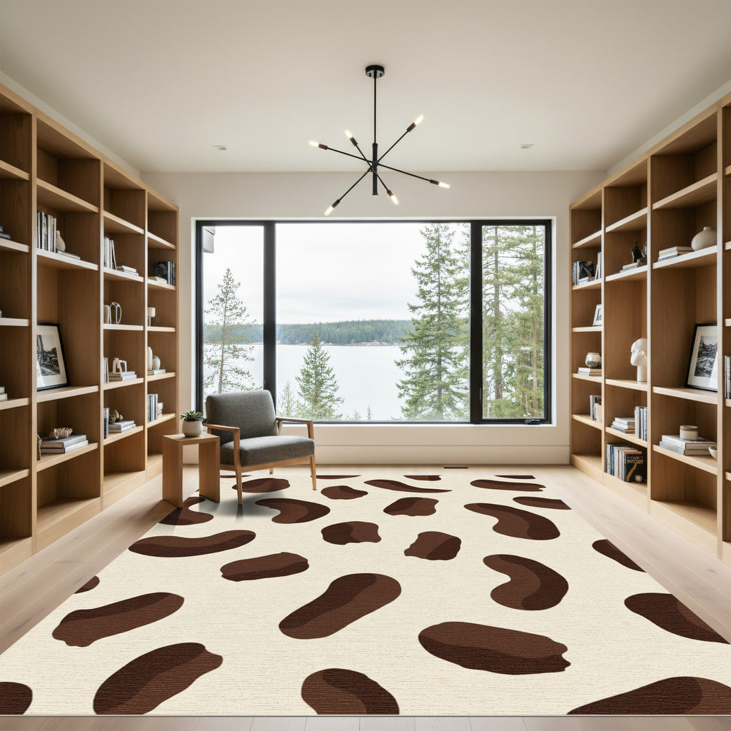 Brown Spots Cream Background Abstract Art Rug