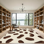 Brown Spots Cream Background Abstract Art Rug