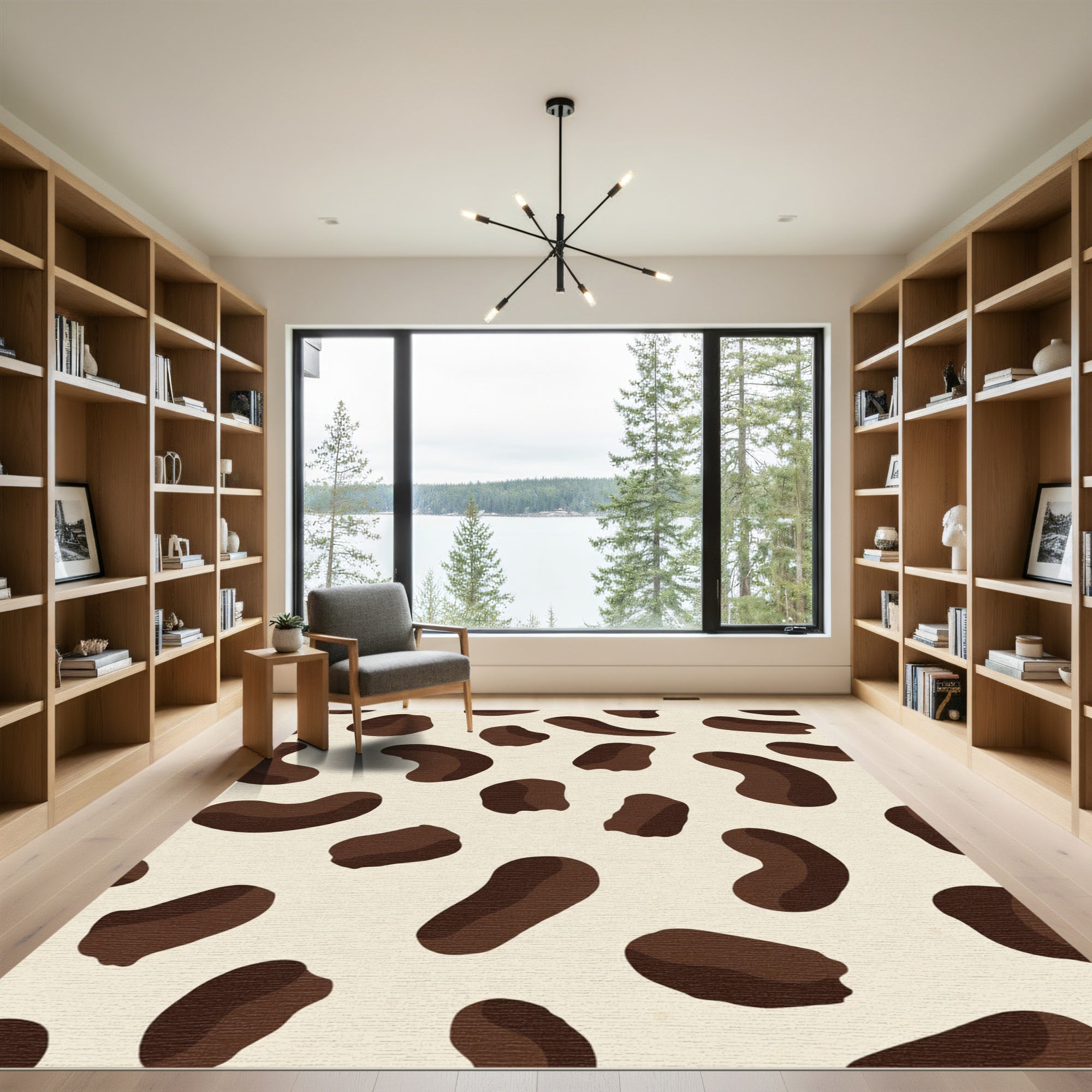 Brown Spots Cream Background Abstract Art Rug