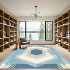 Geometric Sapphire Hexagon Layered Rug