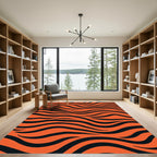 Bold Orange Tiger Stripe Waves Rug