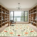 Vibrant Garden Insects Floral Garland Rug