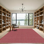 Crimson Linen Weave Grid Rug