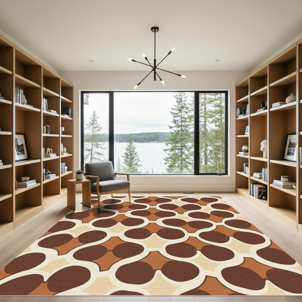Retro Earthy Tone Linked Circles Rug