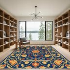 Rich Sapphire Floral Medallion Rug