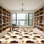 Brown Orange Leafy Abstract Shapes Rug