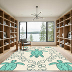 Aqua Sea Turtle Cascade Repeat Rug