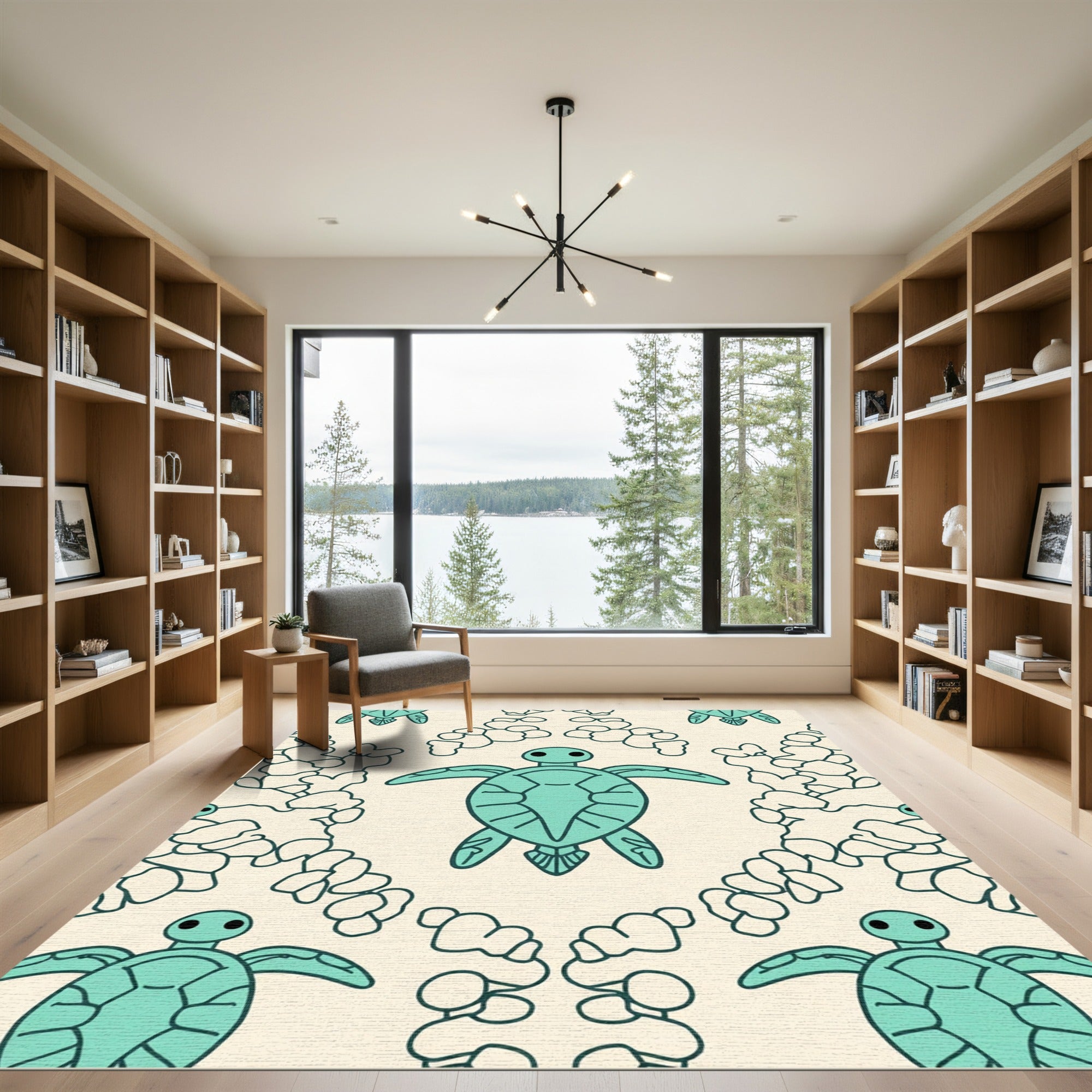 Aqua Sea Turtle Cascade Repeat Rug