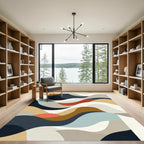 Abstract Wavy Earth Tone Movement Rug