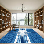 Deep Blue Geometric Maze Rug