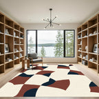 Abstract Terracotta Navy Geometric Waves Rug
