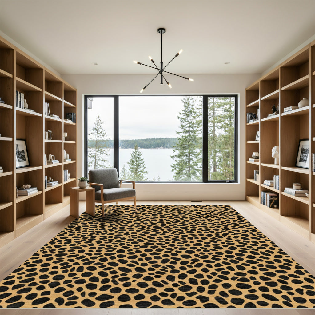 Tawny Black Spotty Animal Print Rug