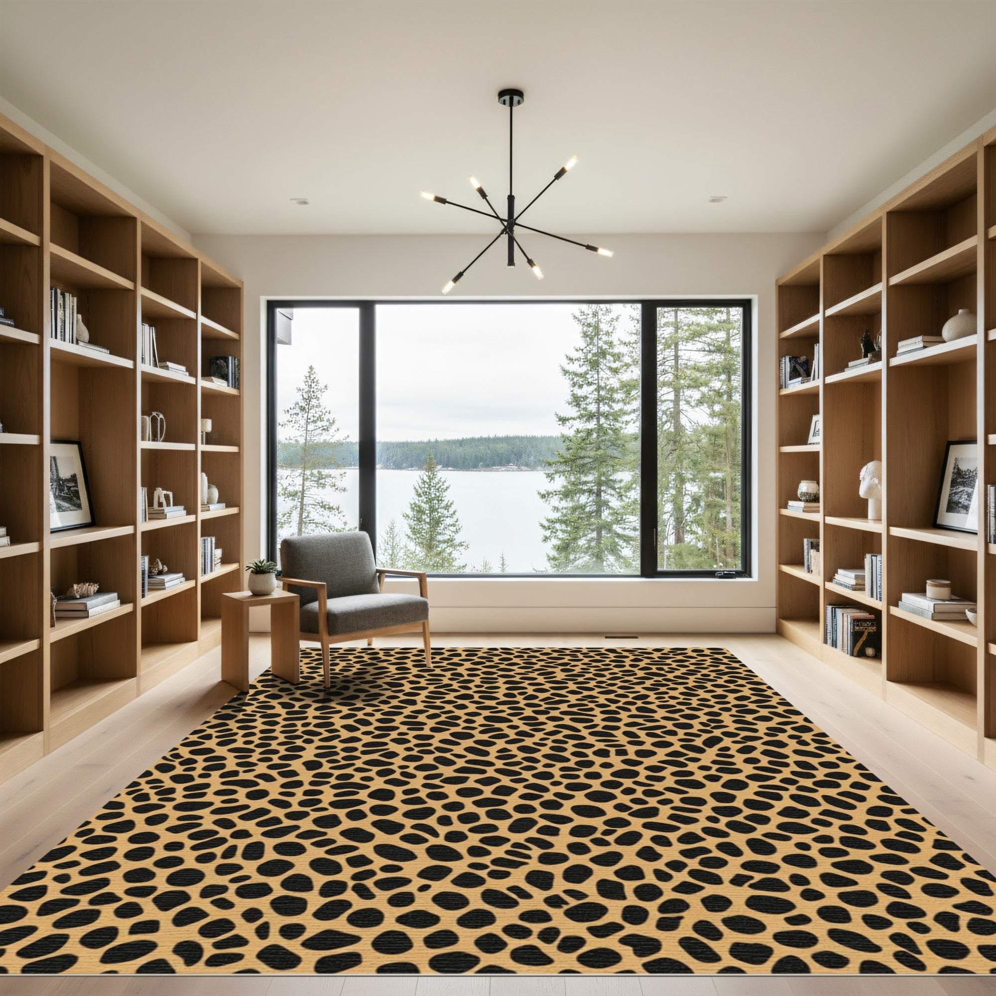 Tawny Black Spotty Animal Print Rug