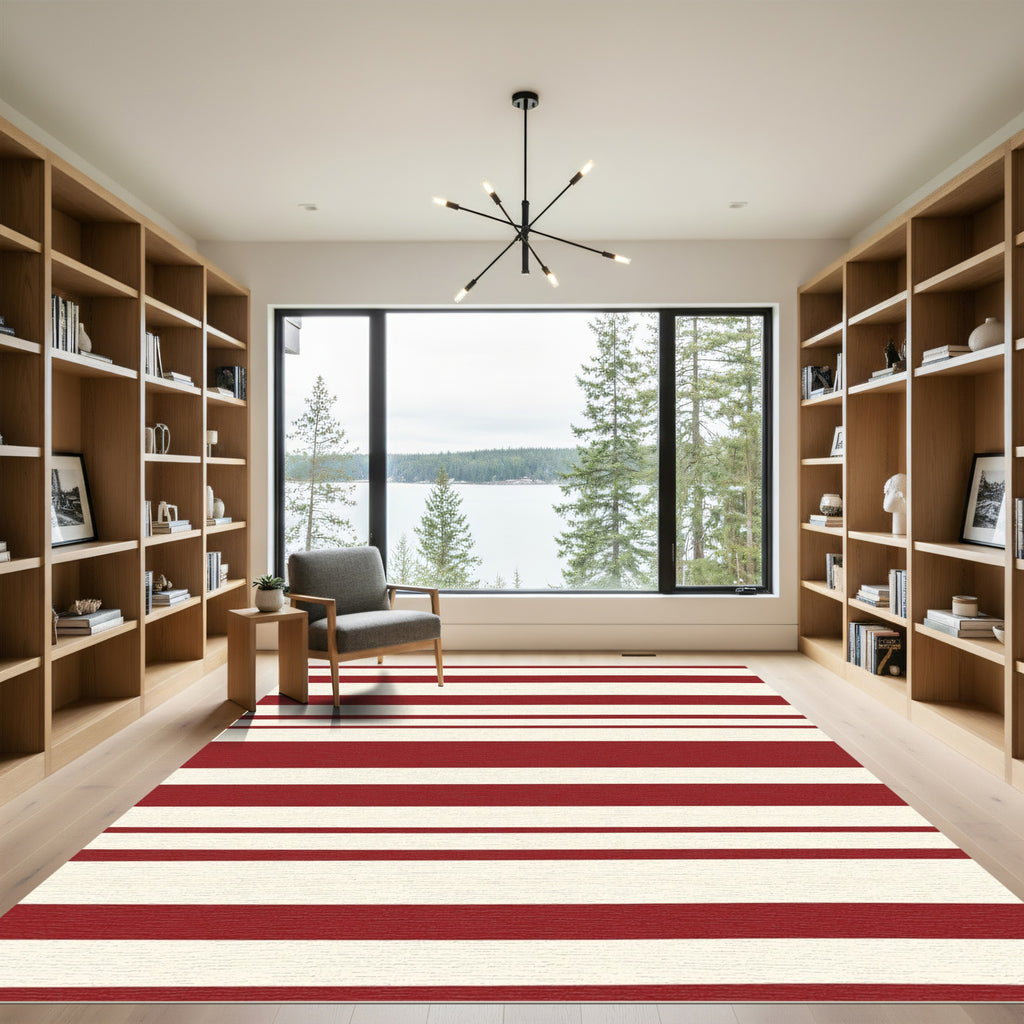 Classic Red White Stripes Rug
