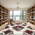 Bold Red Diamond Block Print Rug