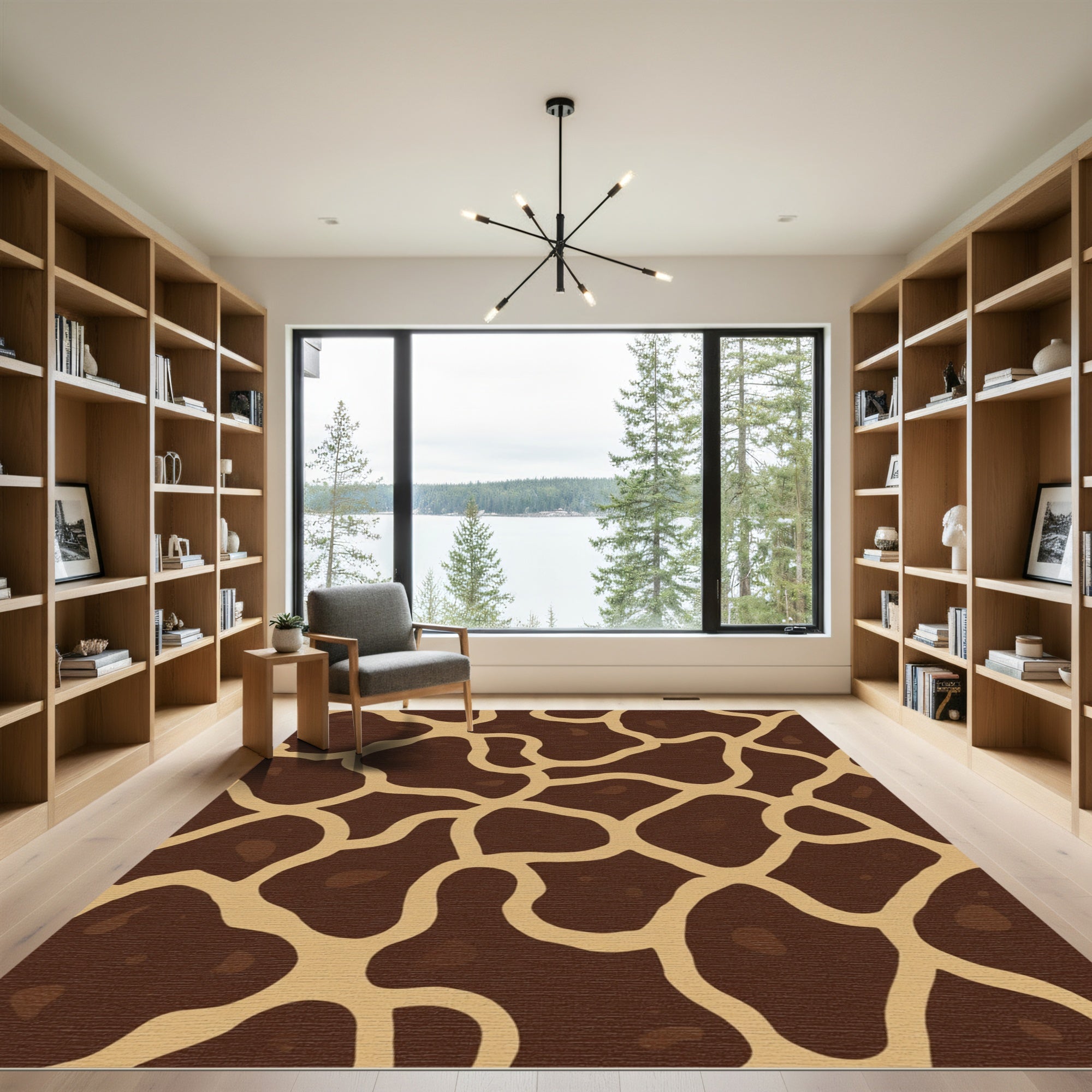 Brown tan organic giraffe spots Rug