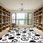 Black White Abstract Organic Shapes Rug