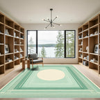 Cool Mint Geometric Layered Circle Rug