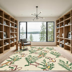 Earthy Cream Botanical Sketch Rug