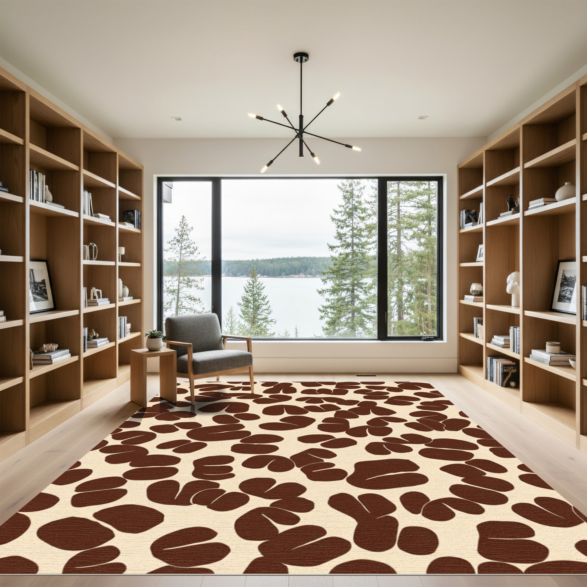 Brown Cloud Forms Creamy Background Rug