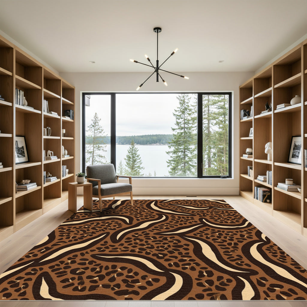 Brown Animal Print Curve Harmony Rug