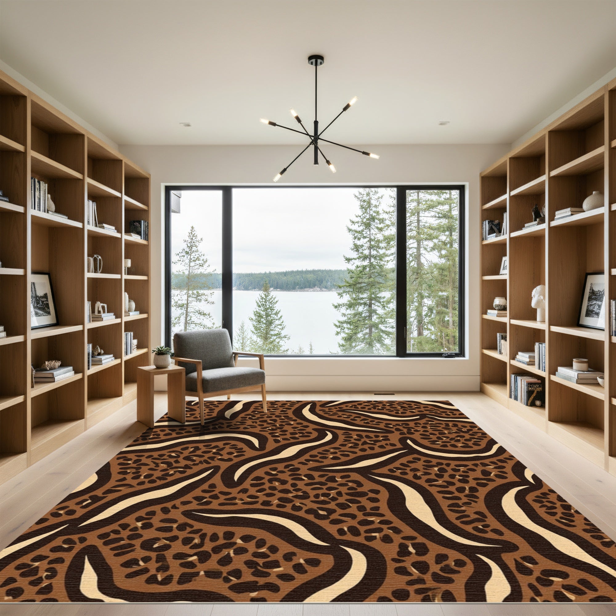Brown Animal Print Curve Harmony Rug