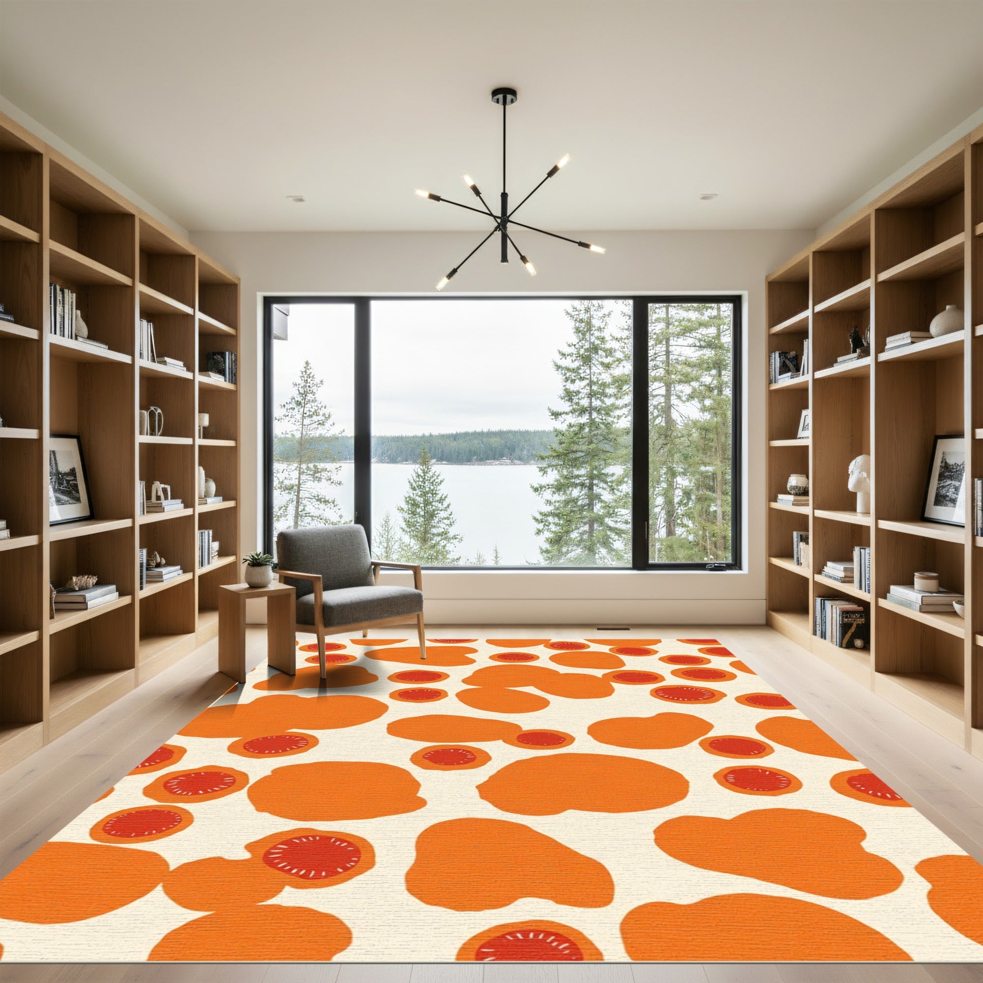 Bold Orange Red Slice Scattered Rug