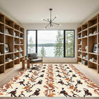 Earthy Brown Abstract Dancing Figures Rug