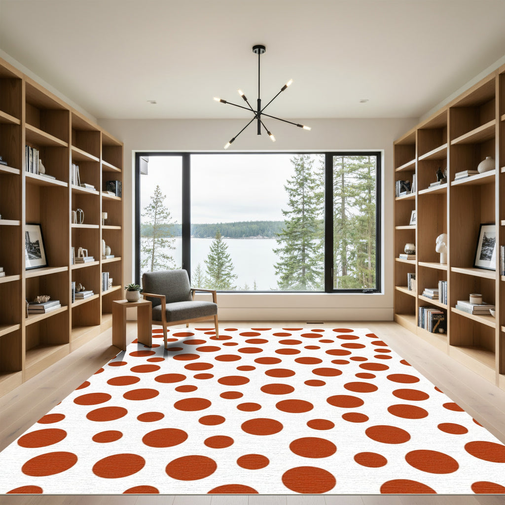 Rustic Terracotta Polka Dot Scatter Rug