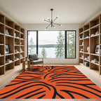 Fiery Orange Dark Animal Print Rug